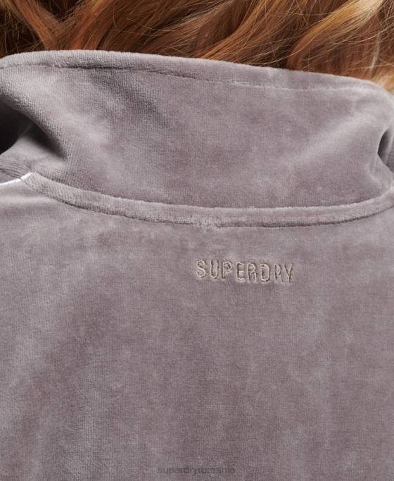 Superdry hanorac henley din velur îmbrăcăminte gri femei JX0Z3362
