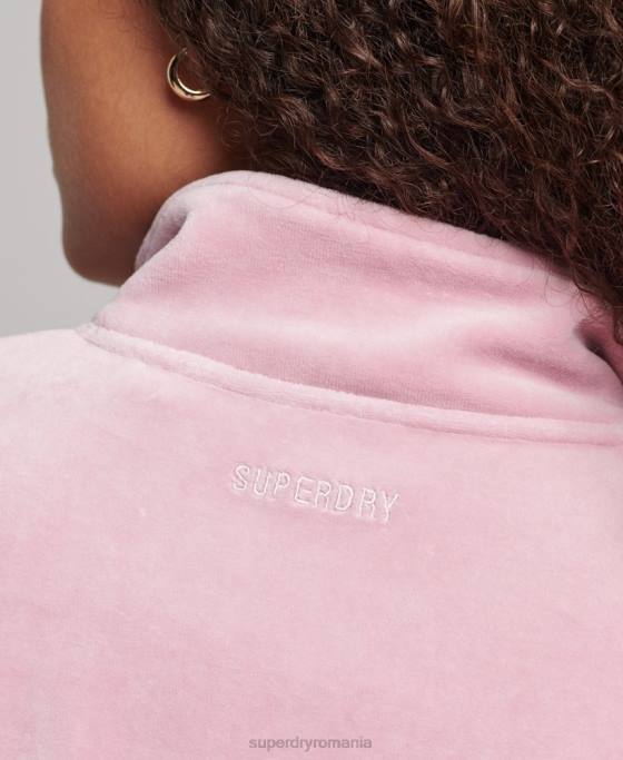 Superdry hanorac henley din velur îmbrăcăminte roz femei JX0Z3361