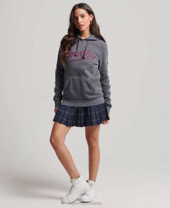 Superdry hanorac indie mark îmbrăcăminte gri inchis femei JX0Z3337