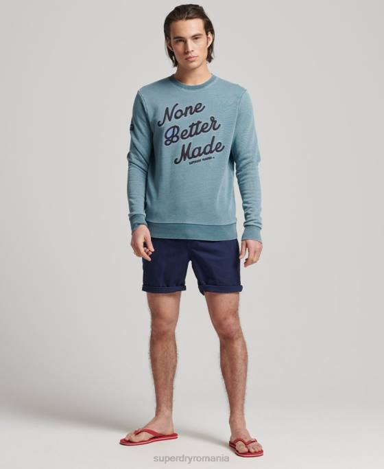 Superdry hanorac indigo crew stil script vintage îmbrăcăminte albastru deschis bărbați JX0Z5018