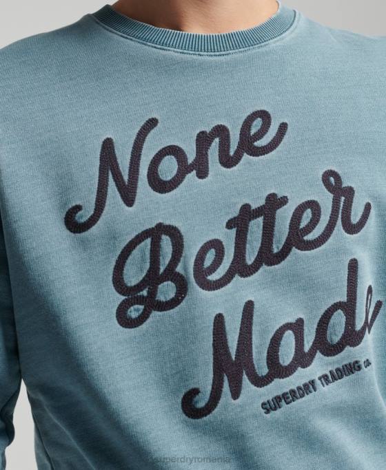 Superdry hanorac indigo crew stil script vintage îmbrăcăminte albastru deschis bărbați JX0Z5018