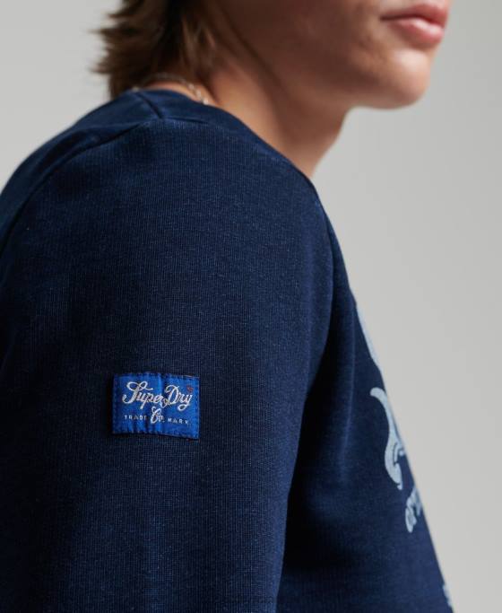Superdry hanorac indigo crew stil script vintage îmbrăcăminte albastru inchis bărbați JX0Z5185
