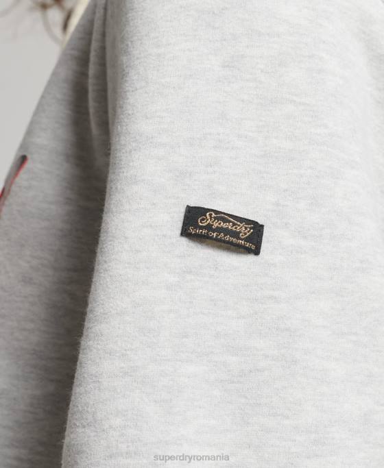 Superdry hanorac japonez cu logo vintage îmbrăcăminte gri deschis femei JX0Z3389