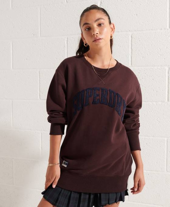 Superdry hanorac la varsity arch loose crew îmbrăcăminte roșu femei JX0Z5935