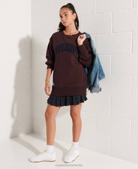 Superdry hanorac la varsity arch loose crew îmbrăcăminte roșu femei JX0Z5935