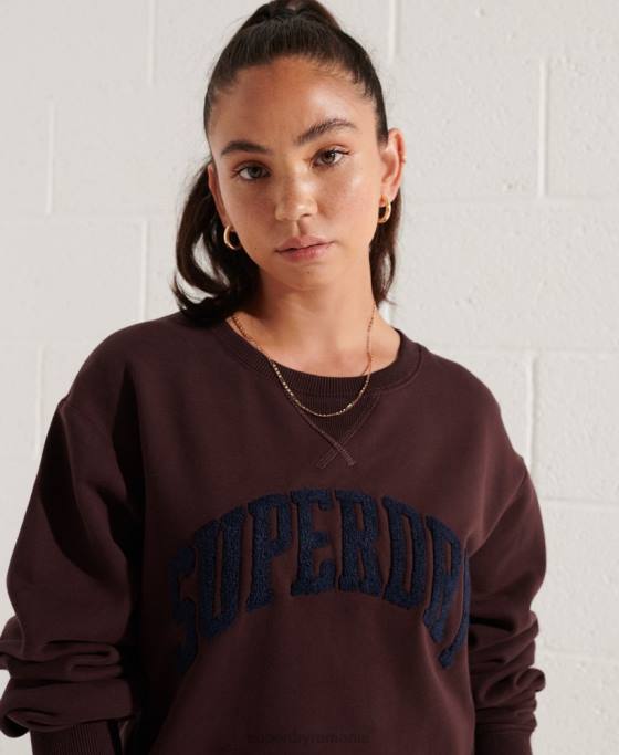 Superdry hanorac la varsity arch loose crew îmbrăcăminte roșu femei JX0Z5935