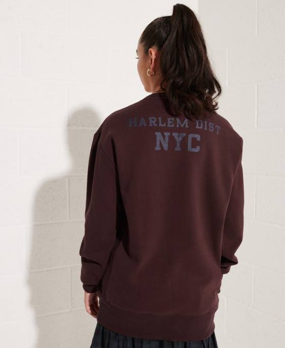 Superdry hanorac la varsity arch loose crew îmbrăcăminte roșu femei JX0Z5935