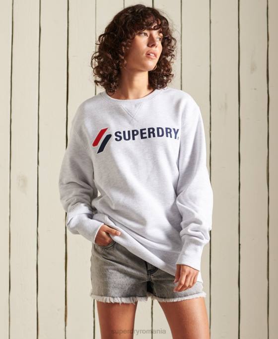 Superdry hanorac largi cu aplicații sport îmbrăcăminte gri deschis femei JX0Z6077