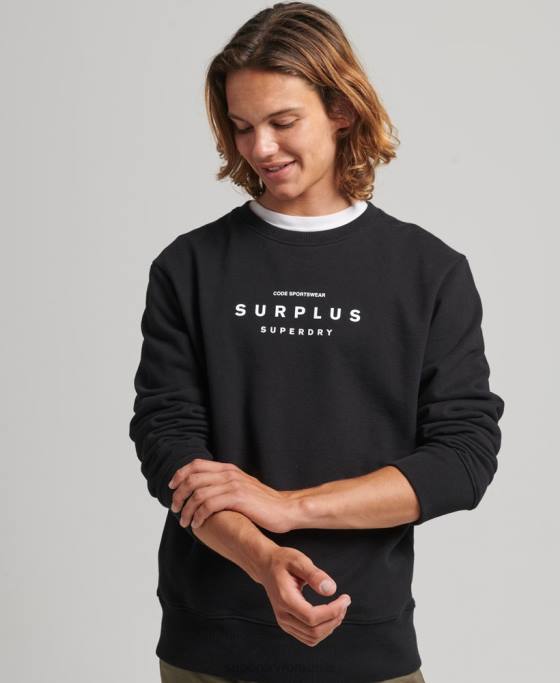 Superdry hanorac largi cu grafic surplus îmbrăcăminte negru bărbați JX0Z819