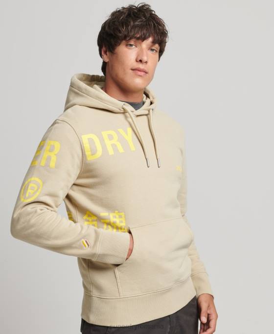 Superdry hanorac largi cu imprimeu cu logo stivuit îmbrăcăminte bej bărbați JX0Z5222