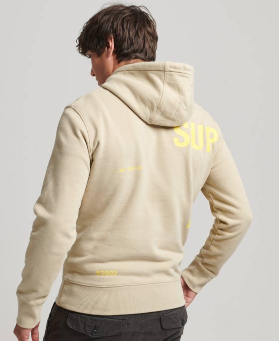 Superdry hanorac largi cu imprimeu cu logo stivuit îmbrăcăminte bej bărbați JX0Z5222