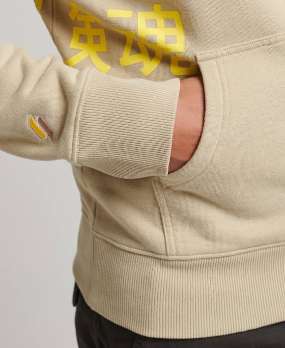 Superdry hanorac largi cu imprimeu cu logo stivuit îmbrăcăminte bej bărbați JX0Z5222