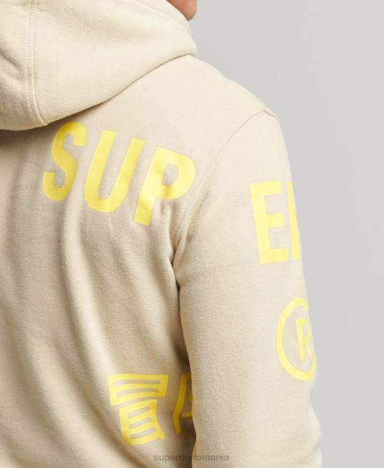 Superdry hanorac largi cu imprimeu cu logo stivuit îmbrăcăminte bej bărbați JX0Z5222