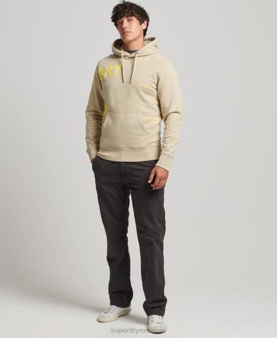 Superdry hanorac largi cu imprimeu cu logo stivuit îmbrăcăminte bej bărbați JX0Z5222