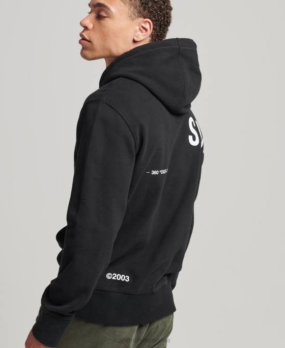 Superdry hanorac largi cu imprimeu cu logo stivuit îmbrăcăminte negru bărbați JX0Z5084