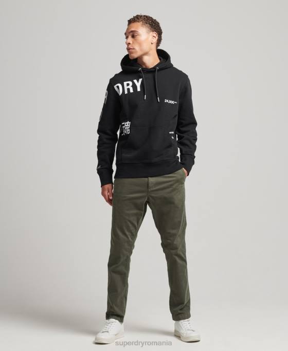 Superdry hanorac largi cu imprimeu cu logo stivuit îmbrăcăminte negru bărbați JX0Z5084