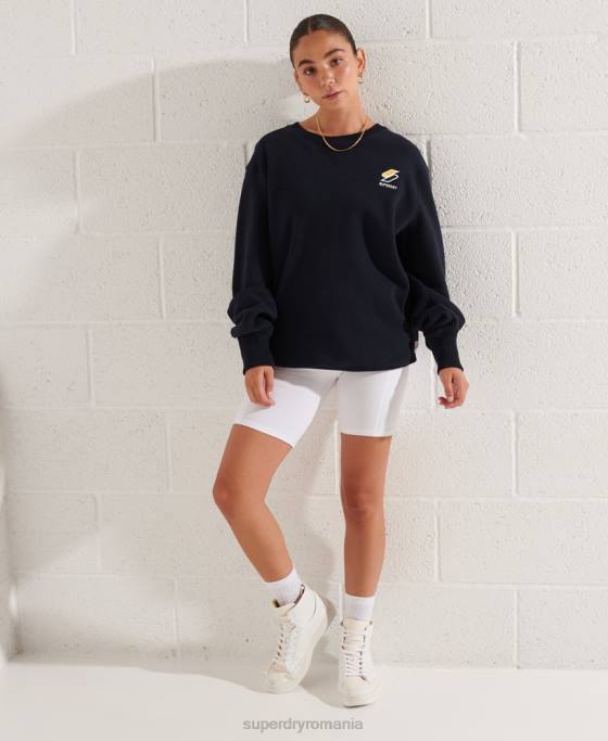 Superdry hanorac largi pentru echipaj code essential îmbrăcăminte marina femei JX0Z6078