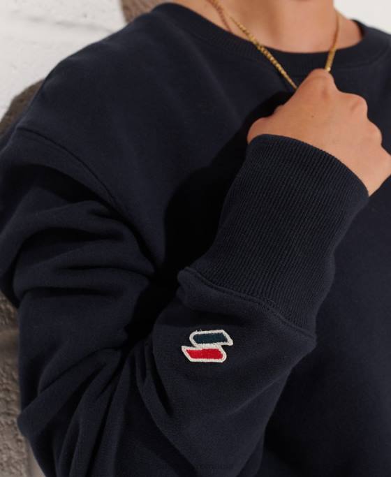 Superdry hanorac largi pentru echipaj code essential îmbrăcăminte marina femei JX0Z6078