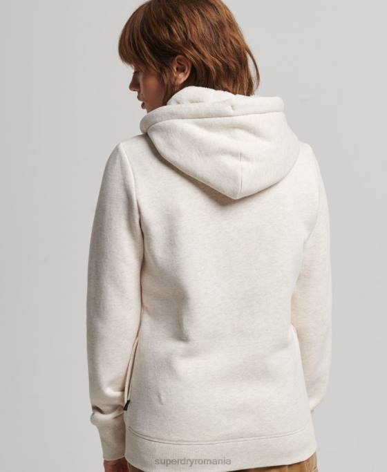 Superdry hanorac lux cu logo brodat cu fermoar îmbrăcăminte bej femei JX0Z6022