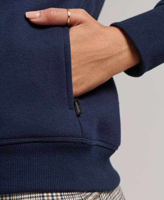 Superdry hanorac lux cu logo brodat cu fermoar îmbrăcăminte marina femei JX0Z6024