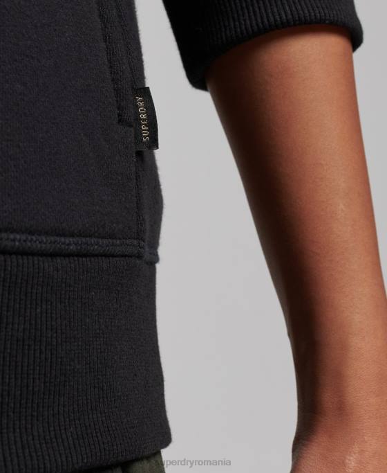 Superdry hanorac lux cu logo brodat cu fermoar îmbrăcăminte negru femei JX0Z6100