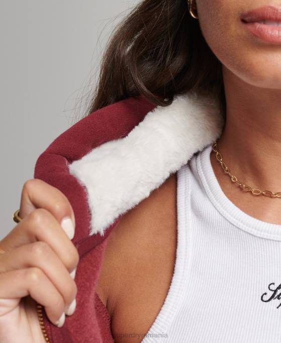 Superdry hanorac lux cu logo brodat cu fermoar îmbrăcăminte roșu femei JX0Z6023