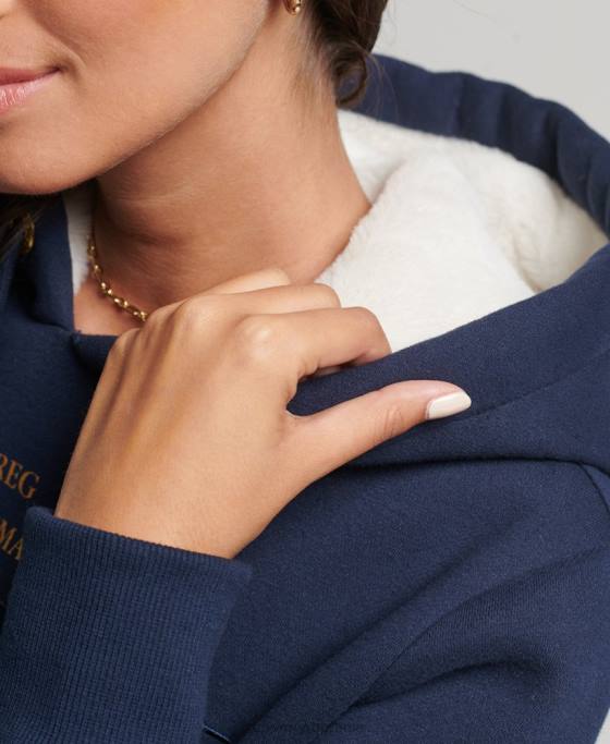 Superdry hanorac lux cu logo brodat îmbrăcăminte marina femei JX0Z6094