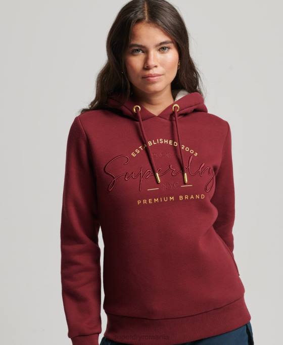 Superdry hanorac lux cu logo brodat îmbrăcăminte roșu femei JX0Z6025