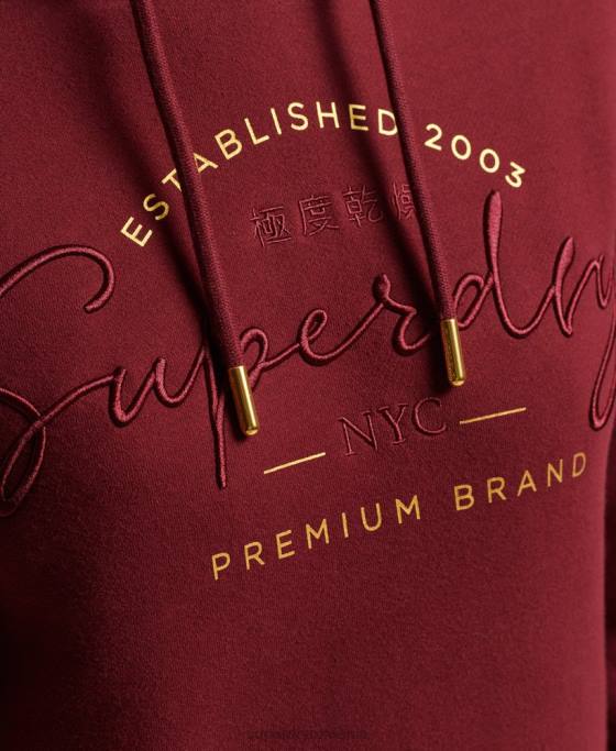 Superdry hanorac lux cu logo brodat îmbrăcăminte roșu femei JX0Z6025