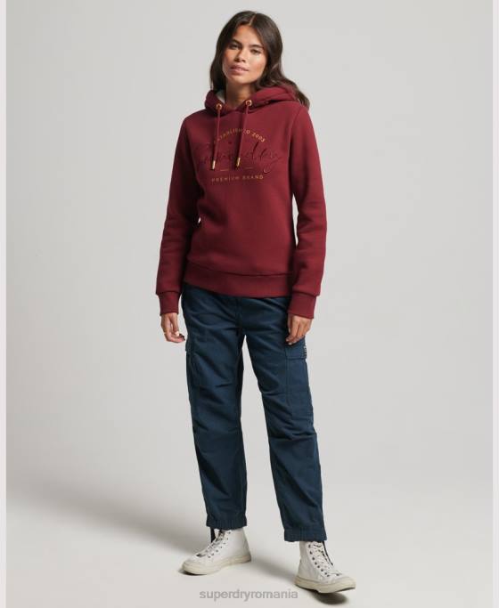 Superdry hanorac lux cu logo brodat îmbrăcăminte roșu femei JX0Z6025
