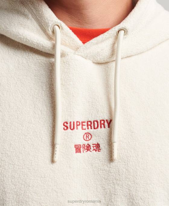 Superdry hanorac lângă din lână cu logo grafic îmbrăcăminte cremă bărbați JX0Z5221