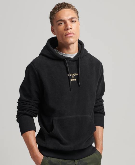 Superdry hanorac lângă din lână cu logo grafic îmbrăcăminte negru bărbați JX0Z5031