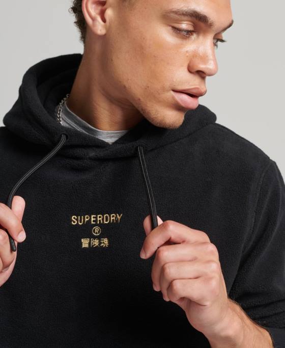 Superdry hanorac lângă din lână cu logo grafic îmbrăcăminte negru bărbați JX0Z5031
