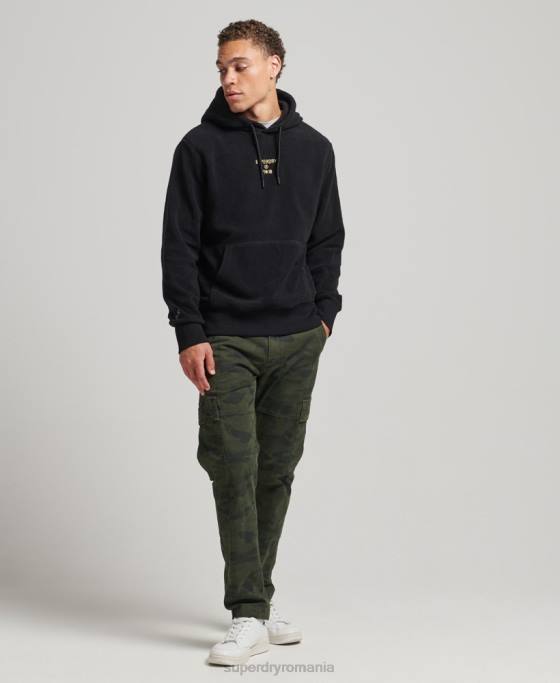 Superdry hanorac lângă din lână cu logo grafic îmbrăcăminte negru bărbați JX0Z5031