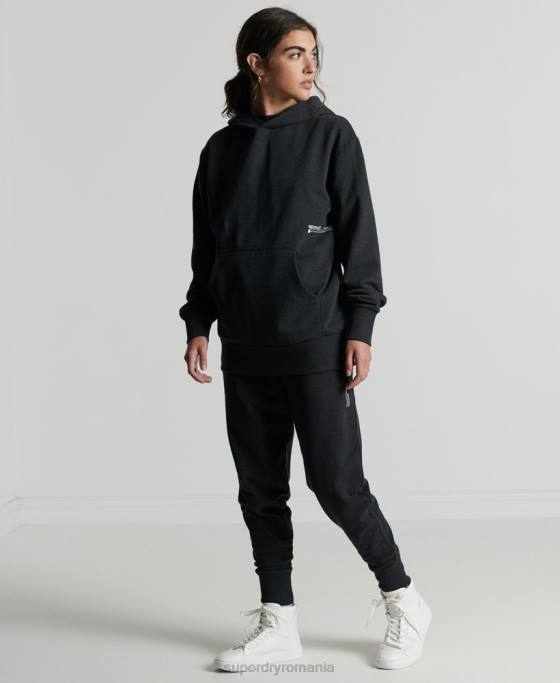 Superdry hanorac mediu reciclat îmbrăcăminte negru femei JX0Z5973