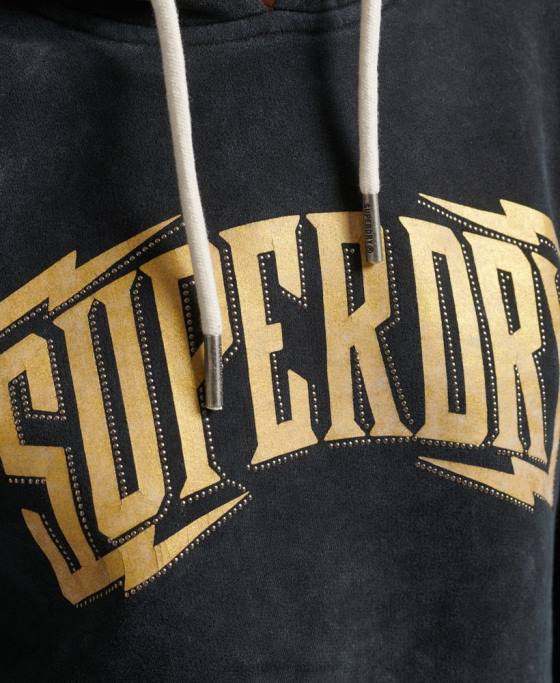 Superdry hanorac metalic marca marca îmbrăcăminte negru femei JX0Z5783