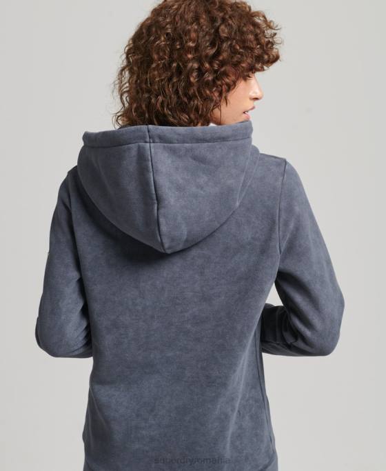 Superdry hanorac metalic marca marca îmbrăcăminte negru femei JX0Z5849