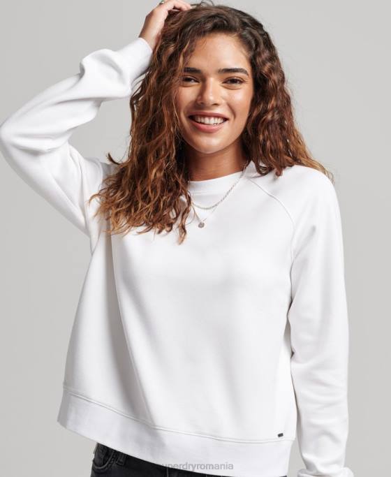 Superdry hanorac modal pentru echipaj îmbrăcăminte alb femei JX0Z5915