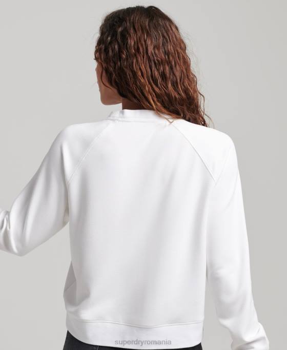 Superdry hanorac modal pentru echipaj îmbrăcăminte alb femei JX0Z5915