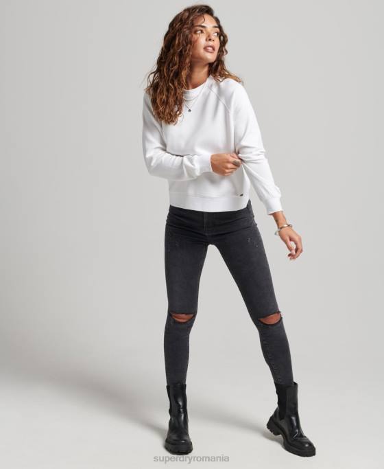 Superdry hanorac modal pentru echipaj îmbrăcăminte alb femei JX0Z5915