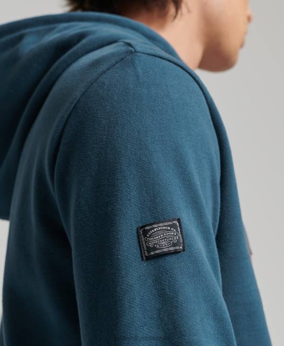 Superdry hanorac narativ neperiat cu logo vintage îmbrăcăminte albastru bărbați JX0Z859