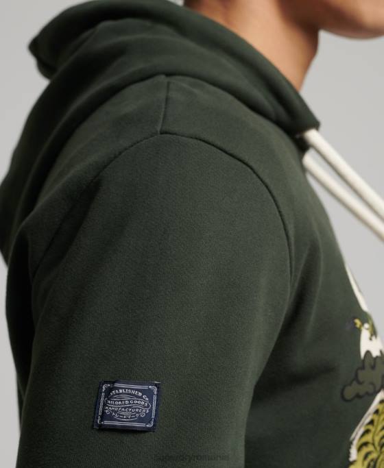Superdry hanorac narativ neperiat cu logo vintage îmbrăcăminte verde bărbați JX0Z884