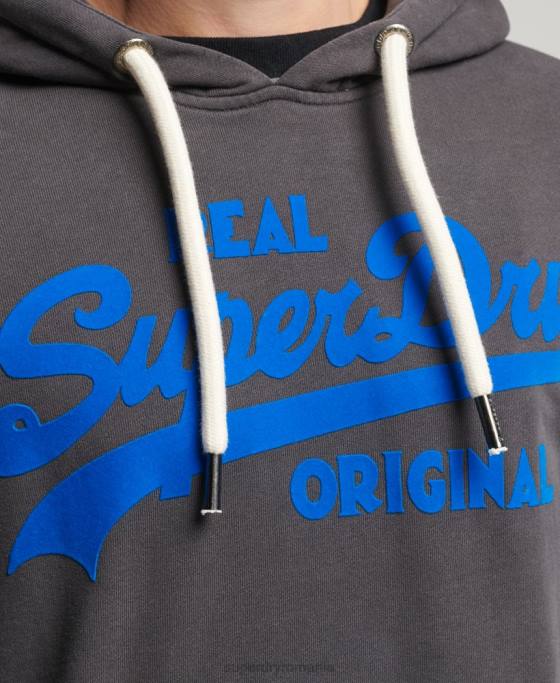 Superdry hanorac neon cu logo vintage îmbrăcăminte gri inchis bărbați JX0Z544