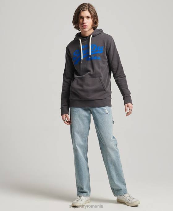 Superdry hanorac neon cu logo vintage îmbrăcăminte gri inchis bărbați JX0Z544