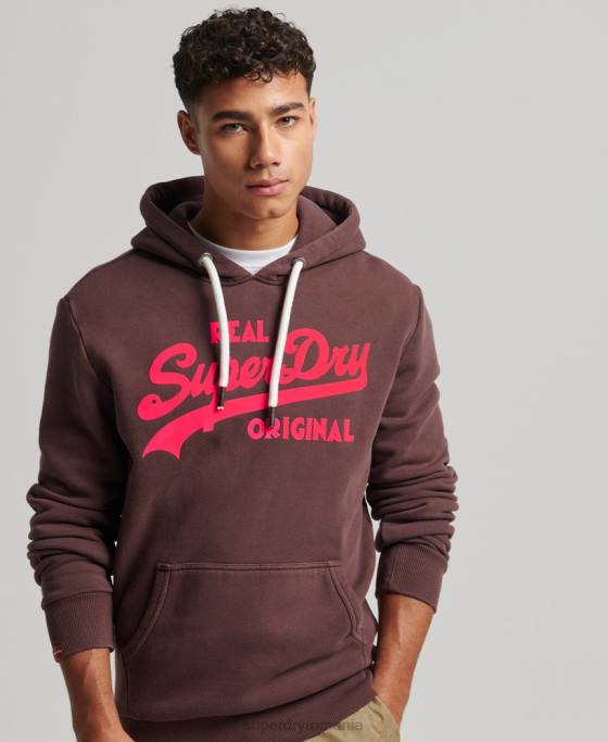 Superdry hanorac neon cu logo vintage îmbrăcăminte maro bărbați JX0Z588