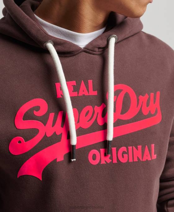 Superdry hanorac neon cu logo vintage îmbrăcăminte maro bărbați JX0Z588