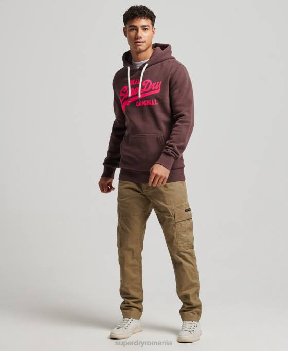 Superdry hanorac neon cu logo vintage îmbrăcăminte maro bărbați JX0Z588
