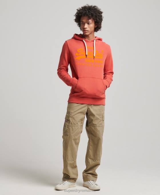 Superdry hanorac neon cu logo vintage îmbrăcăminte roșu bărbați JX0Z795