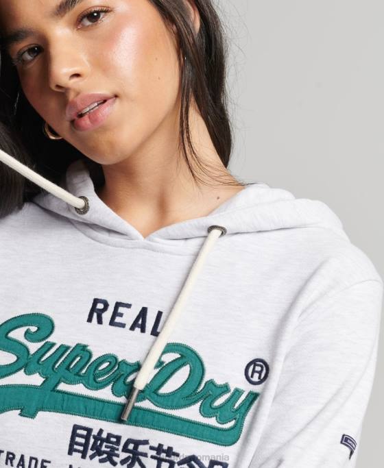 Superdry hanorac neperiat cu logo vintage heritage îmbrăcăminte gri deschis femei JX0Z3409