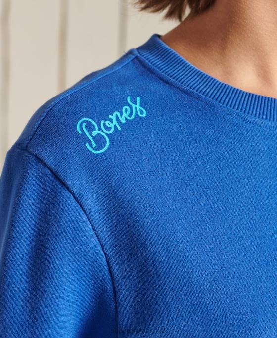 Superdry hanorac oversize boho și rock crew îmbrăcăminte albastru deschis femei JX0Z6167